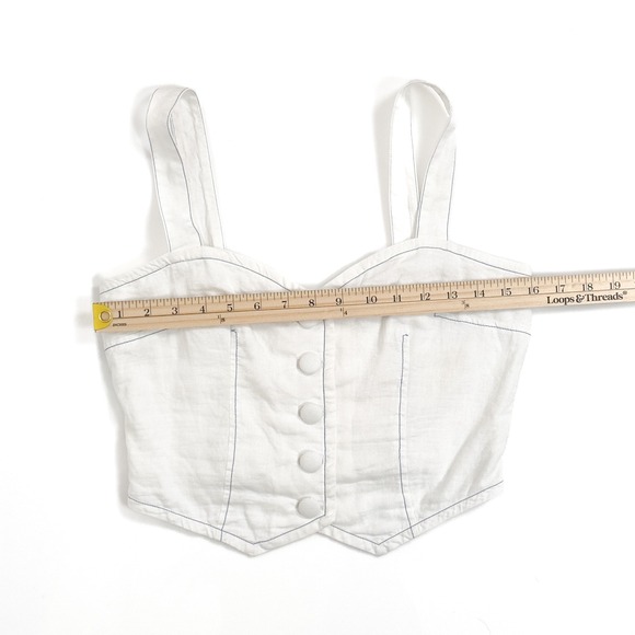 Maeve Anthropologie Buttonfront Vest - White w/ Blue‎ contrast stitching  - XS - Picture 5 of 7